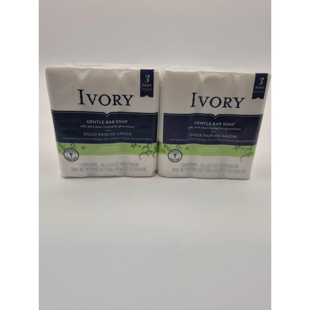Ivory Gentle Bar Soap Aloe Scent  Bars Total  Lot of Two- 3 Packs 3.17 oz Each